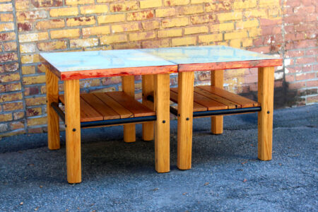 side view of chart-top tables